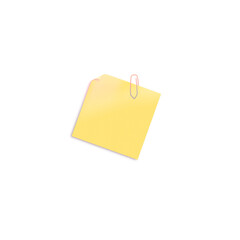 pizzino giallo con bordo sollevato e graffetta su sfondo trasparente