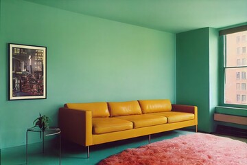 colorful modern living room 3d illustration