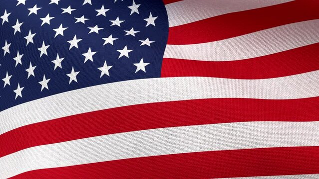 Waving flag of United States of America. American national flag. 3D looped animation. 4k resolution. Flag of USA on fabric base.