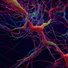 Synapses of the brain close-up. generated sketch art
