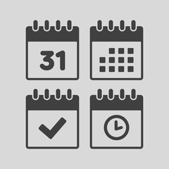 Icon calendar number 31, agenda app, timer, done