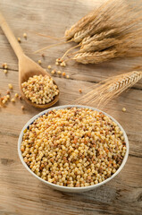 Fregula, tradizionale pasta della Sardegna a base di semola di grano duro, cibo italiano