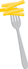 French fries on fork flat icon Tasty fast food