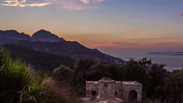 Sunset in the mountain and sea La Mujer Muerta Ceuta