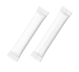 Blank stick package mockup set. Front and back view. Vector illustration isolated on white background. Can be use for food, medicine, cosmetic and etc. EPS10.	