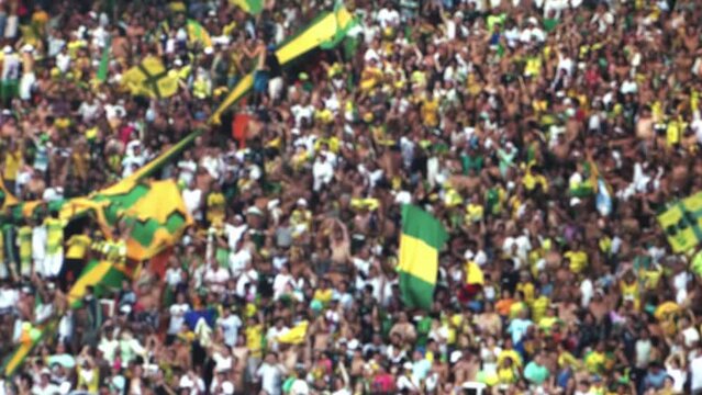 Argentina Soccer Fans in Packed Stadium, Blurred Crowd Background - 4K