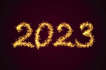 Happy New Year 2023 abstract shiny golden background.