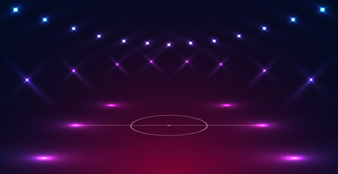 Vector background of a football stadium with the effects of spotlights and lamps for the World Football Championship 2022
