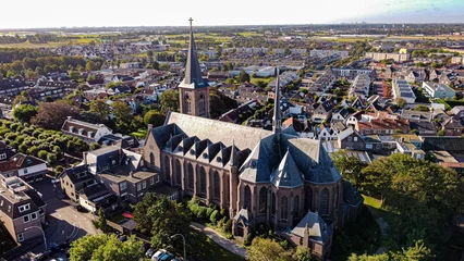 Deurstickers Aerial view of the Church in Noordwijk Binnen © Dennis Heemskerk/Wirestock Creators