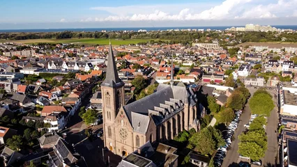 Deurstickers Aerial view of the Church in Noordwijk Binnen © Dennis Heemskerk/Wirestock Creators