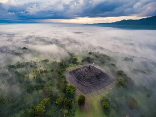 Aerial view of Borobudur Temple, Indonesia