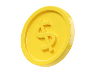 3d render coin - dollar game icon, casino usd currency and finance badge. Cartoon money symbol, bank payment