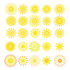 Sun yellow set of vector drawings on a transparent background