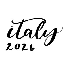 Isolated word Italy 2026 written in hand lettering - obrazy, fototapety, plakaty