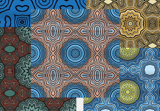 Seamless Pattern Collection with Ethic Mandala Motif