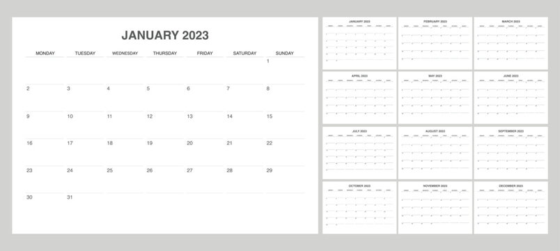 Monthly Calendar 2023 Start From Monday