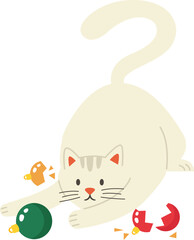 Cat and Christmas flat icon Cute cat broke toys