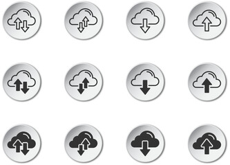 Cloud Uploading downloading icons set. Cloud service symbol. Vector illustration.