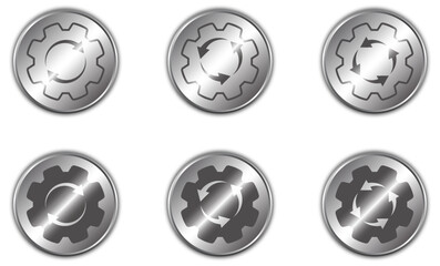 Workflow icon. Set of gear wheels icons with arrows inside. Vector illustration.