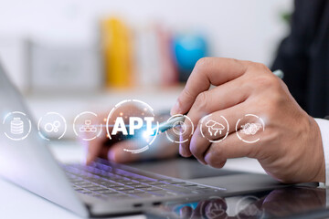 API - Application Programming Interface. Software development tool. Business, modern technology, internet and networking concept.