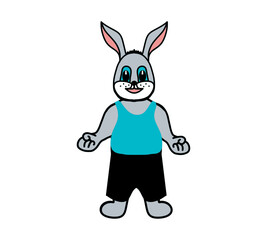 Fototapeta na wymiar Rabbit, hare, cartoon character in clothes, color picture, on a transparent background, for design and print