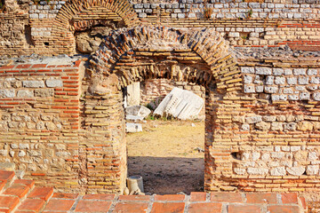 View of remains thermae of ancient Roman Odessos, in the city of Varna, on the Black Sea coast of Bulgaria