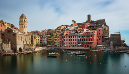The small town overlooking the sea of Vernazza (Liguria, Italy), one of the five towns of the 