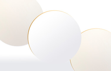 Podium white background for luxury products, layout with golden lines