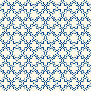 Seamless surface design with ogee ornament. Oriental traditional pattern with repeated mosaic tile. Lantern shapes motif