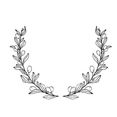 Frame of olive tree branches with berries.Vector graphics.