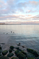 sunset over the winter sea