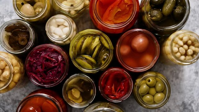 Set of jars with pickles