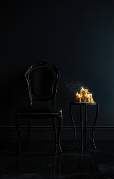 Black Chair Candle Backdrop Studio Podium Stage Gold