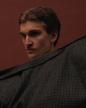 Male model looking sideways