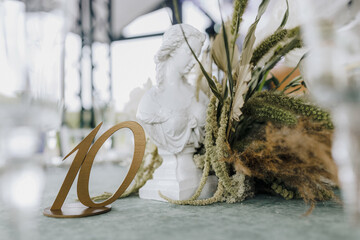 Decorated table in ancient style 