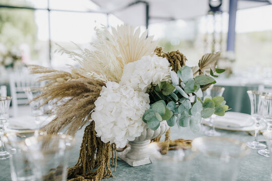 Flower bouquet on holiday table 
