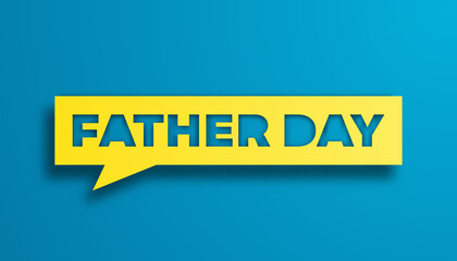 Father's Day yellow banner on blue textured background advertisement poster concept