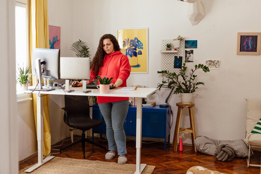 Woman working at home
