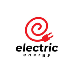 Electric energy with electric cable spiral logo design