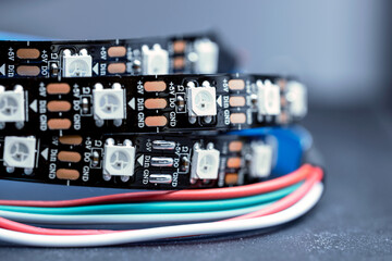 Close-up LED strip coil, RGB multi-colored strip