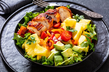 roast chicken breast with pineapple and veggies