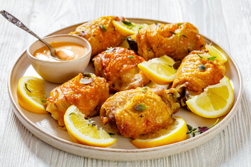 roast chicken thighs with lemon, thyme and spices