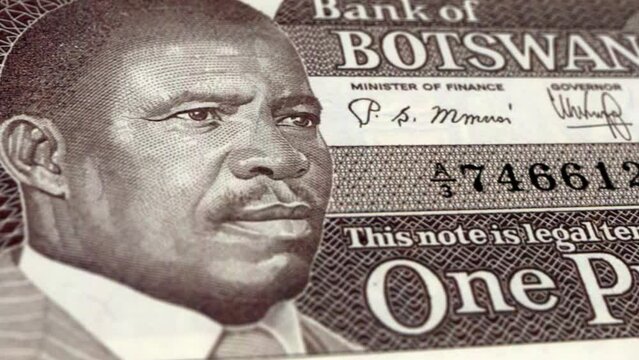 Botswana Botswana Pula 1 Banknotes, One Botswana Pula, Close-up and macro view of the Botswana Pula, Tracking and Dolly Shots 1 Botswana Pula banknote Observe and Reserve Side, Botswana Pula Money