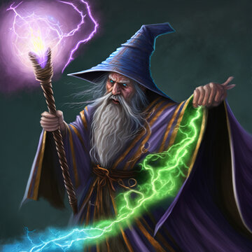 fantasy magic wizard casting a spell