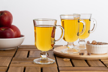 apple cider on a wooden table