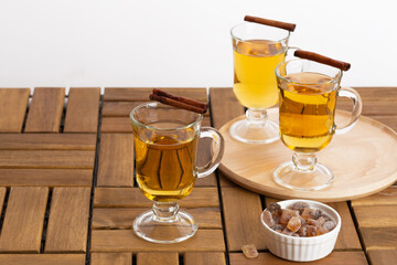 apple cider on a wooden table