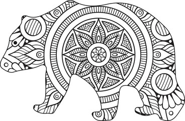 Giant Bear Mandala Coloring Page