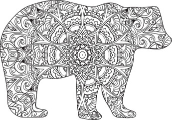 Giant Bear Mandala Coloring Page
