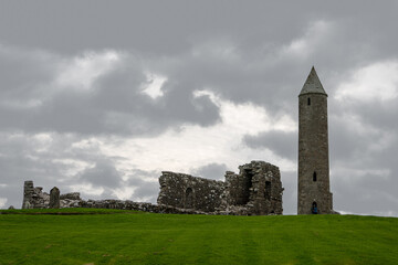 Monastic site at Devenish Island, County Fermanagh, Northern Ireland - obrazy, fototapety, plakaty