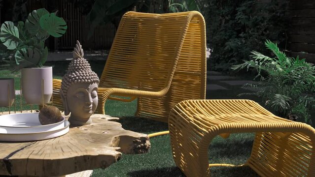 Beautiful composition of tropical furniture